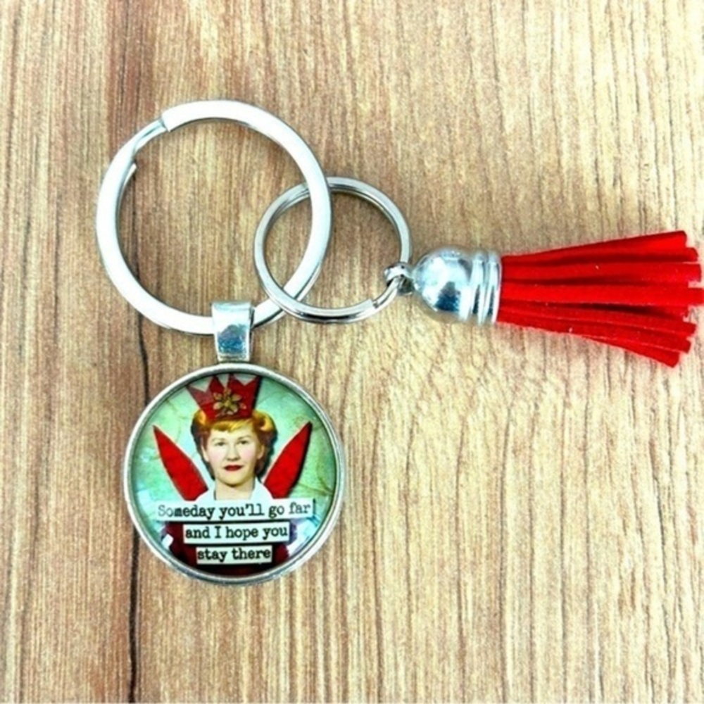 Snarky Lady Silver Colour Tassel Keychain, Handmade, NWT